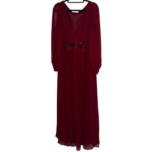 Ever Pretty Maroon Long Sleeve Dress
